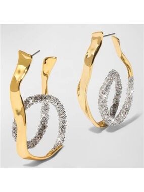 ALEXIS BITTAR • Solanales 
Crystal Gold Wavy Loop Lightweight Hoop Drop Earrings